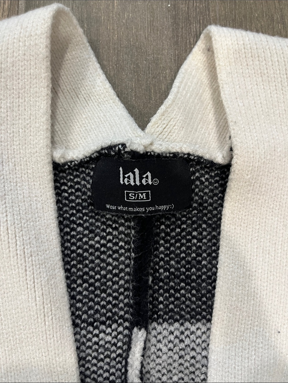 Dressed In Lala Love You Cardigan Sweater Checkerboard white Black S / M - Picture 5 of 8